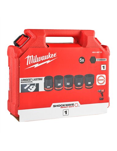 Chei tubulare 1 inch - Milwaukee - 1 inch Socket Set STD - 5 buc - cod 4932498751