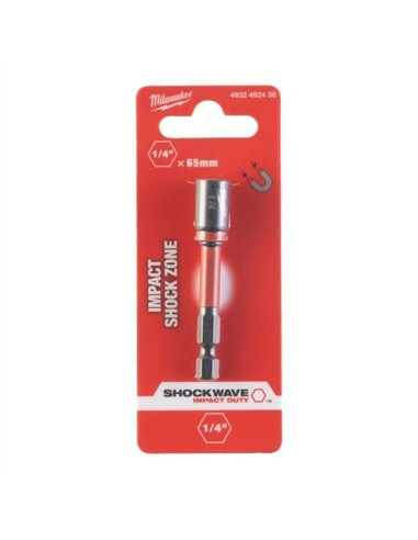 Cheie tubulara cu prindere PATRAT 1/4", 65mm, GEN II SHOCKWAVE - Milwaukee - Nut Driver Mag - 1 buc - cod 4932492436
