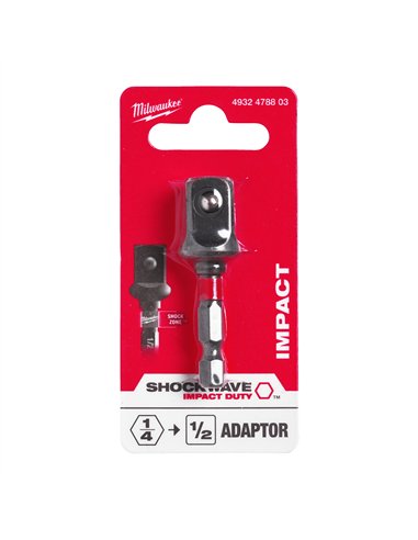 Adaptor de la patrat 3/8 HEX 1/4 inch - Adaptoare pentru chei tubulare SHOCKWAVE IMPACT DUTY - Milwaukee -  1 buc - cod 49324788