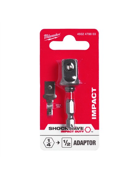 Adaptor de la patrat 3/8 HEX 1/4 inch - Adaptoare pentru chei tubulare SHOCKWAVE IMPACT DUTY - Milwaukee -  1 buc - cod 49324788