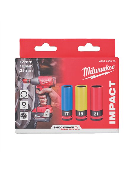 Chei tubulare de impact 1/2 inch SHOCKWAVE IMPACT DUTY - Milwaukee - Hex Socket ShW 1/2 inch Automotive Set II - 3 buc - cod 493