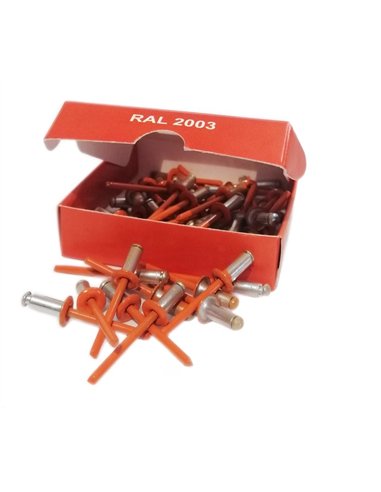 Set x 50 bucati Nituri pop cap lat vopsite electrostatic RAL 2003 Pastel Orange 4.8x12x9mm