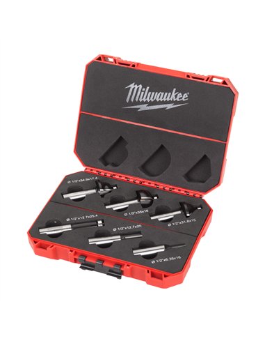 Set capete pentru frezare - Milwaukee - Router bit set 12.7mm - 6 buc - cod 4932493579