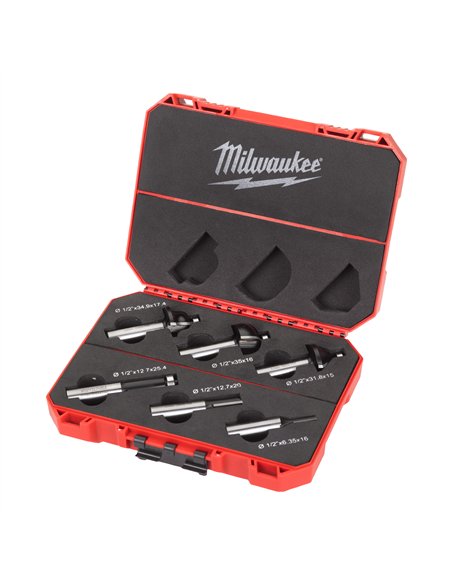 Set capete pentru frezare - Milwaukee - Router bit set 12.7mm - 6 buc - cod 4932493579