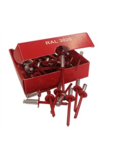 Set x 50 bucati Nituri pop rosii cap lat vopsite electrostatic RAL 3020-Traffic Red 4.8x12x9mm 2