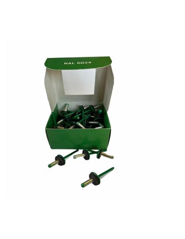 Set x 50 bucati Nituri cap lat vopsite electrostatic cu garnitura EPDM RAL 6024 Traffic Green 4.8x20x16mm (aplicatie fibrociment