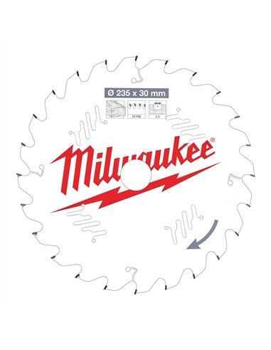 Panze pentru fierastraie circulare de mana - Milwaukee - CSB P W 235 x 30 x 2,4 x 24ATB - cod 4932471305