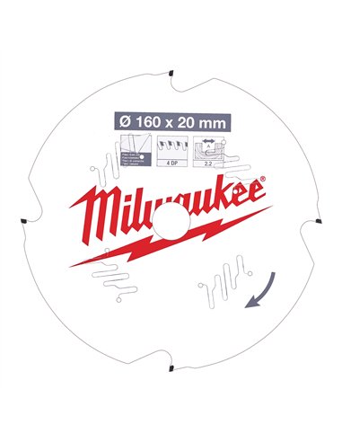 Panze pentru fierastraie circulare de mana - Milwaukee - CSB P FC 160 x 20 x 2,2 x 4D - cod 4932471293