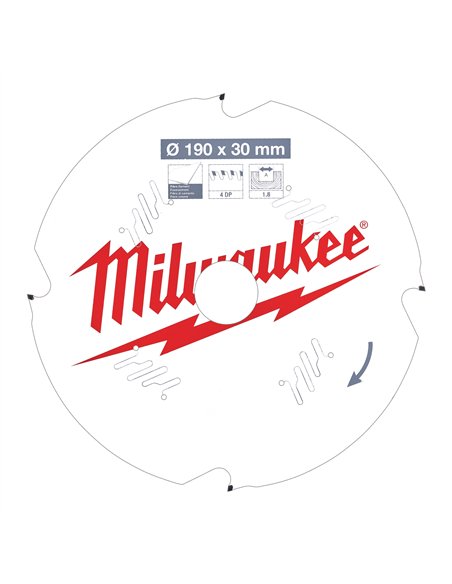 Panze pentru fierastraie circulare de mana - Milwaukee - CSB P FC 190 x 30 x 1,8 x 4D - cod 4932471304