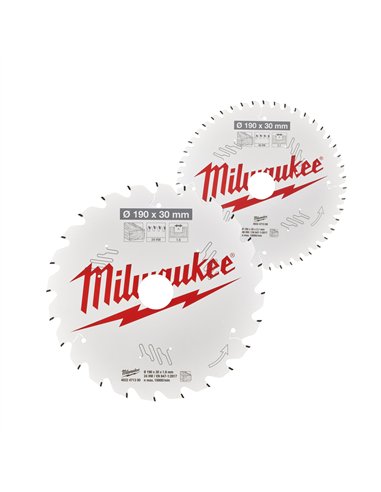 Panze pentru fierastraie circulare de mana - Milwaukee - CSB Twin Pack 190 x 24T/48T - 2 buc - cod 4932479574