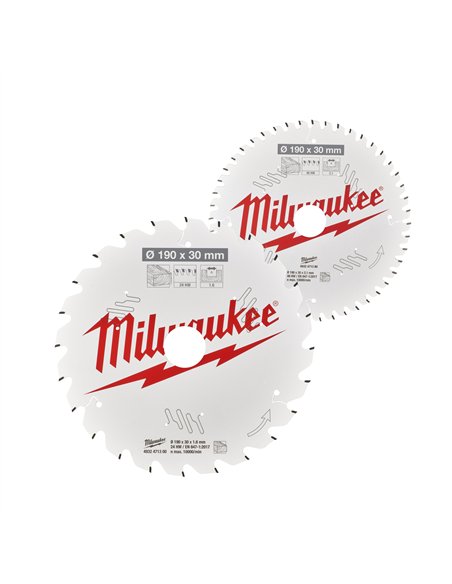 Panze pentru fierastraie circulare de mana - Milwaukee - CSB Twin Pack 190 x 24T/48T - 2 buc - cod 4932479574