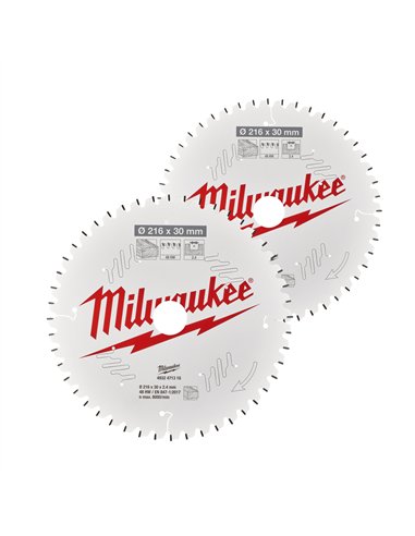 Panze pentru fierastrau taieri inclinate - Milwaukee - CSB Twin Pack 216 x 48T/60T - 2 buc - cod 4932479575