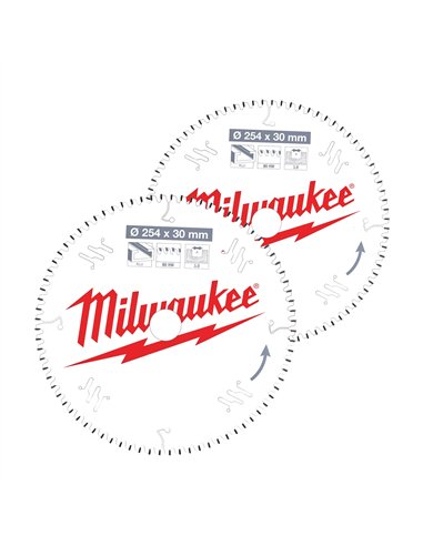 Panze pentru fierastrau taieri inclinate - Milwaukee - CSB Twin Pack 254 x 60T/80T - 2 buc - cod 4932479576