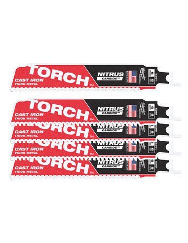 Panza de fierastrau pentru metal, Heavy Duty  - Milwaukee - TCT TORCH NITRUS 150mm x 8 Tpi - 5 buc - cod 48475561