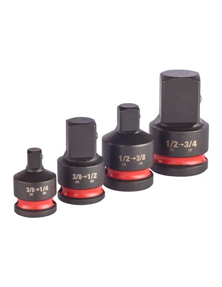 Set adaptor 1/2 inch SHOCKWAVE IMPACT DUTY - Milwaukee - Impact socket adaptor set- 4 buc - cod 4932480356