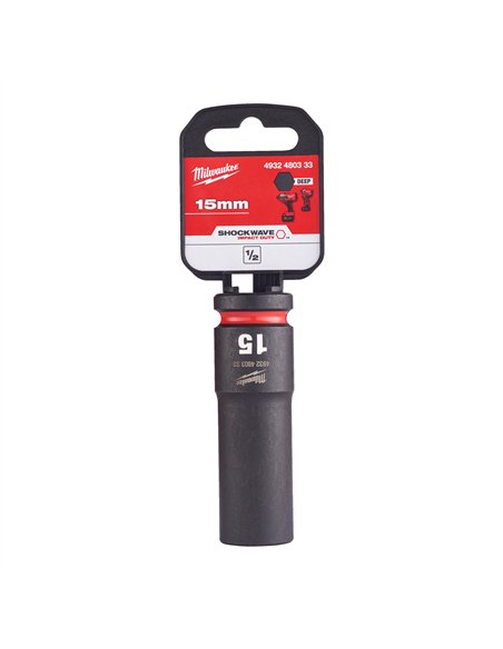 Chei tubulare de impact SHOCKWAVE IMPACT DUTY - Milwaukee - 15 mm 1/2 inch impact socket deep - 1 buc - cod 4932480333