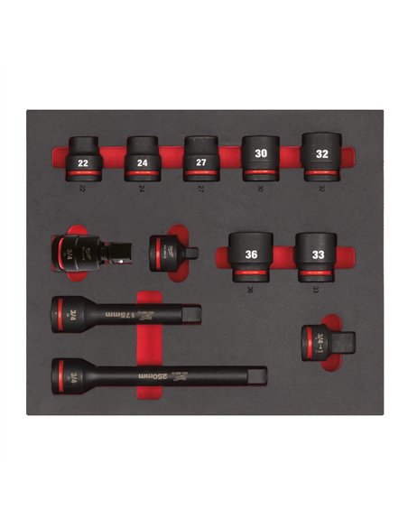 Insertie spuma 3/4 inch SHOCKWAVE IMPACT DUTY - Milwaukee - 3/4 inch Sockets STD foam set 1 (1 2 buc) - cod 4932493396