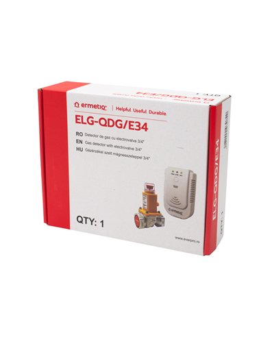 Set detector de gaz cu electrovalvă 3/4”,  (9-12 V)  - Ermetiq - ELG-QDG_E34