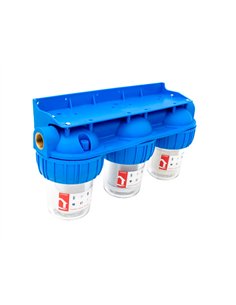 Filtru apa triplu cu sita/carbune/bumbac 3x3/4"x5" - Ermetiq - EWY-3F34_5