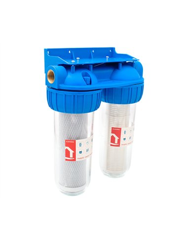Filtru apa dublu cu sita/carbune 2x1"x10" - Ermetiq - EWY-2F11_10