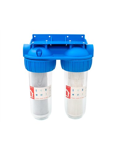 Filtru apa dublu cu sita/carbune 2x1"x10" - Ermetiq - EWY-2F11_10