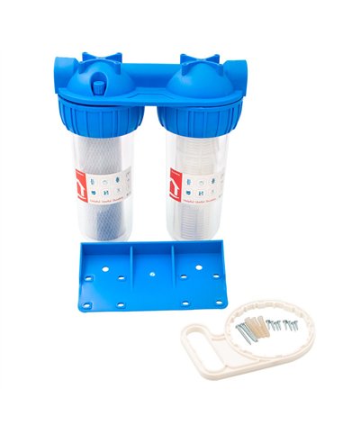 Filtru apa dublu cu sita/carbune 2x1"x10" - Ermetiq - EWY-2F11_10