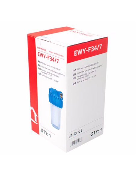 Filtru apa cu cartus sita 3/4"x7"  - Ermetiq - EWY-F34_7S