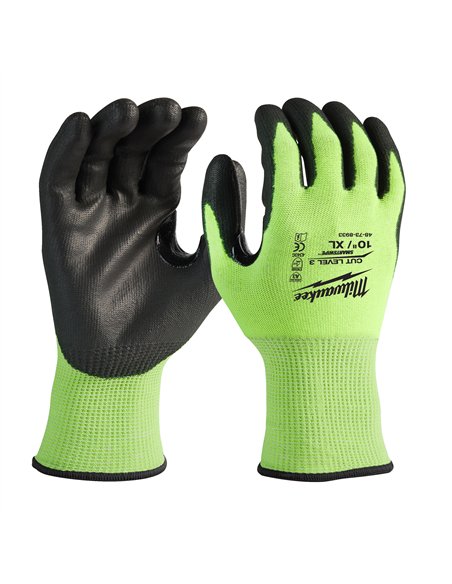 Manusi de inalta vizibilitate - nivel de taiere C - Milwaukee - Bulk Hi-Vis Cut C Gloves - 10/XL - 14 4 buc - cod 4932479022