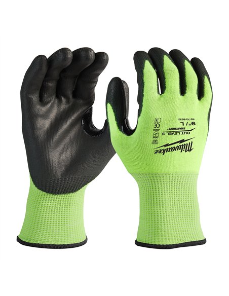 Manusi de inalta vizibilitate - nivel de taiere C - Milwaukee - Bulk Hi-Vis Cut C Gloves - 9/L - 14 4 buc - cod 4932479021