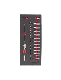 Set insertie spuma 1/4 inch antrenor cu clichet si chei tubulare - Milwaukee - 1/4 inch Ratchet and Socket Set Foam Insert - cod