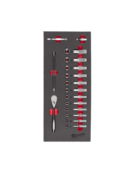 Set insertie spuma 1/4 inch antrenor cu clichet si chei tubulare - Milwaukee - 1/4 inch Ratchet and Socket Set Foam Insert - cod