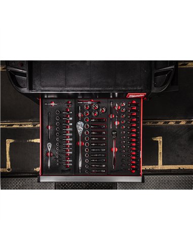 Set insertie spuma 1/4 inch antrenor cu clichet si chei tubulare - Milwaukee - 1/4 inch Ratchet and Socket Set Foam Insert - cod