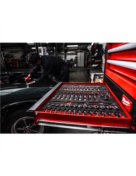 Set insertie spuma 1/4 inch antrenor cu clichet si chei tubulare - Milwaukee - 1/4 inch Ratchet and Socket Set Foam Insert - cod