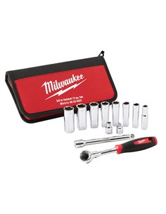 Set chei tubulare Tradesman 3/8 inch - Milwaukee - Tradesman 3/8 inch Ratchet Set - 12 buc - cod 48229001