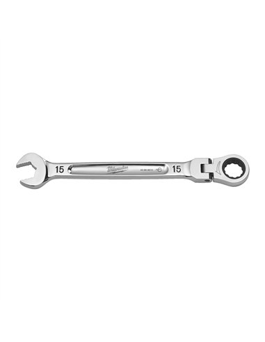 Chei fixe MAX BITE cu clichet si cap pivotant - Milwaukee - Maxbite Flex Head Ratcheting Spanner - Metric - 15 mm - cod 4932480