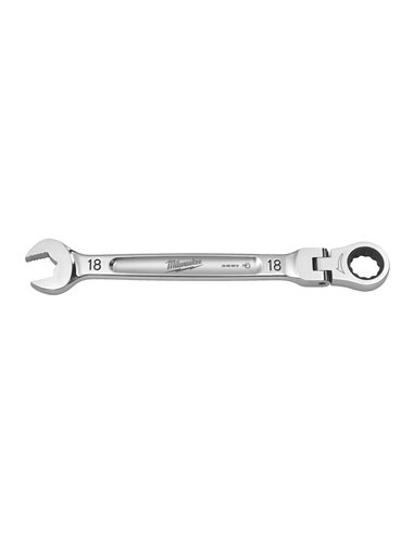 Chei fixe MAX BITE cu clichet si cap pivotant - Milwaukee - Maxbite Flex Head Ratcheting Spanner - Metric - 18 mm - cod 4932480
