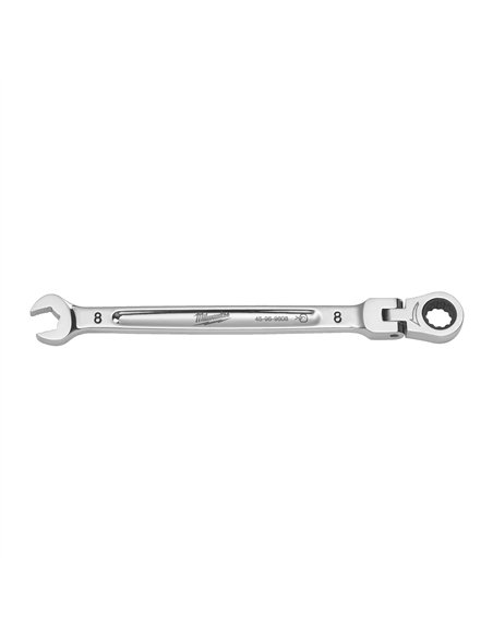Chei fixe MAX BITE cu clichet si cap pivotant - Milwaukee - Maxbite Flex Head Ratcheting Spanner - Metric - 8 mm - cod 49324801