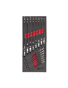 Set insertie spuma chei fixe MAX BITE cu clichet si cap pivotant - Milwaukee - Maxbite Flex Head Spanner Set Foam Insert - cod