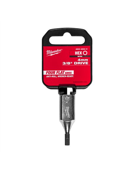 Cap cheie tubulara cu bit 3/8 inch Hex - Milwaukee - 3/8 inch Drive 4 mm Hex Bit Socket - cod 4932480831