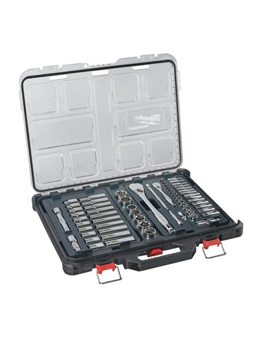 Set chei tubulare 1/4 inch & 1/2 inch (63 buc) in organizator ingust PACKOUT - Milwaukee - Packout 1/4 inch + 1/2 inch 6 3 buc R