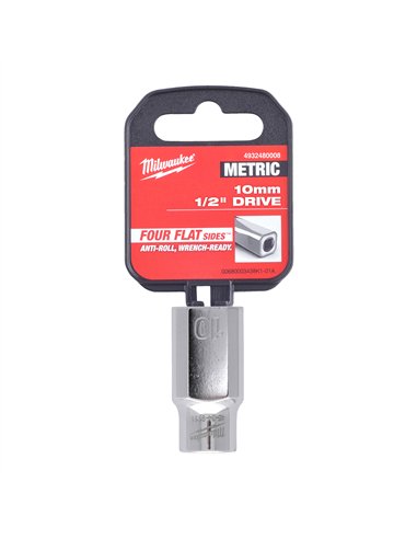 Cheie tubulara 1/2 inch cromata FOUR FLAT - Milwaukee - 1/2 Drive Socket Metric Standard - 10 mm - cod 4932480008