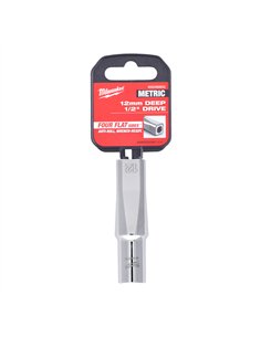 Cheie tubulara 1/2 inch cromata FOUR FLAT - Milwaukee - 1/2 Drive Socket Metric Deep - 12 mm - cod 4932480032 2