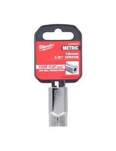 Cheie tubulara 1/2 inch cromata FOUR FLAT - Milwaukee - 1/2 Drive Socket Metric Standard - 12 mm - cod 4932480010 2