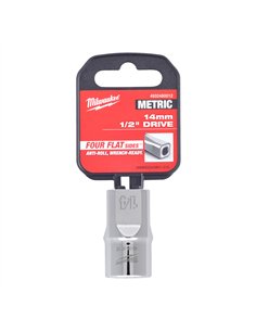 Cheie tubulara 1/2 inch cromata FOUR FLAT - Milwaukee - 1/2 Drive Socket Metric Standard - 14 mm - cod 4932480012 2