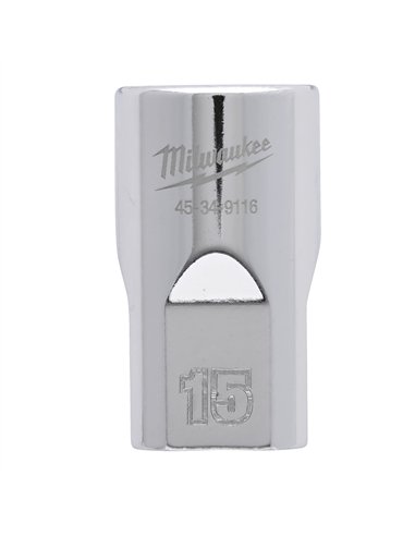 Cheie tubulara 1/2 inch cromata FOUR FLAT - Milwaukee - 1/2 Drive Socket Metric Standard - 15 mm - cod 4932480013