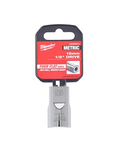 Cheie tubulara 1/2 inch cromata FOUR FLAT - Milwaukee - 1/2 Drive Socket Metric Standard - 15 mm - cod 4932480013 2