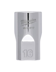 Cheie tubulara 1/2 inch cromata FOUR FLAT - Milwaukee - 1/2 Drive Socket Metric Standard - 16 mm - cod 4932480014
