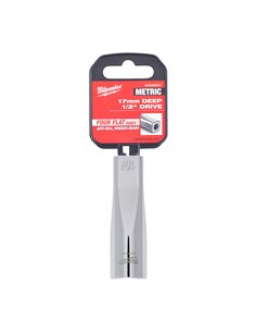 Cheie tubulara 1/2 inch cromata FOUR FLAT - Milwaukee - 1/2 Drive Socket Metric Deep - 17 mm - cod 4932480037 2