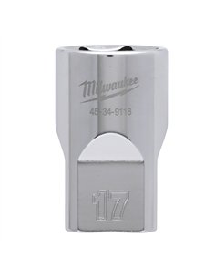 Cheie tubulara 1/2 inch cromata FOUR FLAT - Milwaukee - 1/2 Drive Socket Metric Standard - 17 mm - cod 4932480015