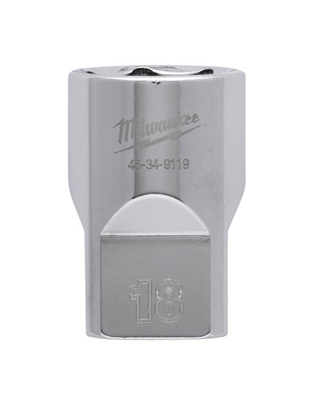 Cheie tubulara 1/2 inch cromata FOUR FLAT - Milwaukee - 1/2 Drive Socket Metric Standard - 18 mm - cod 4932480016